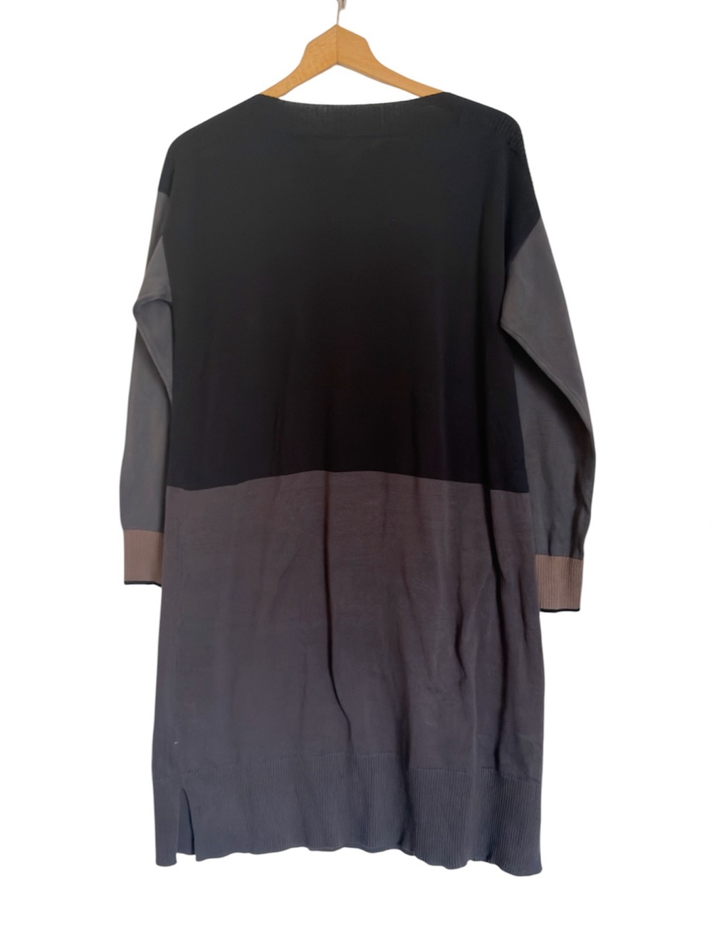 Gudrun Sjoden Black Gray Colorblock Knit Lagenlook Sweater Dress size L - Picture 2 of 8